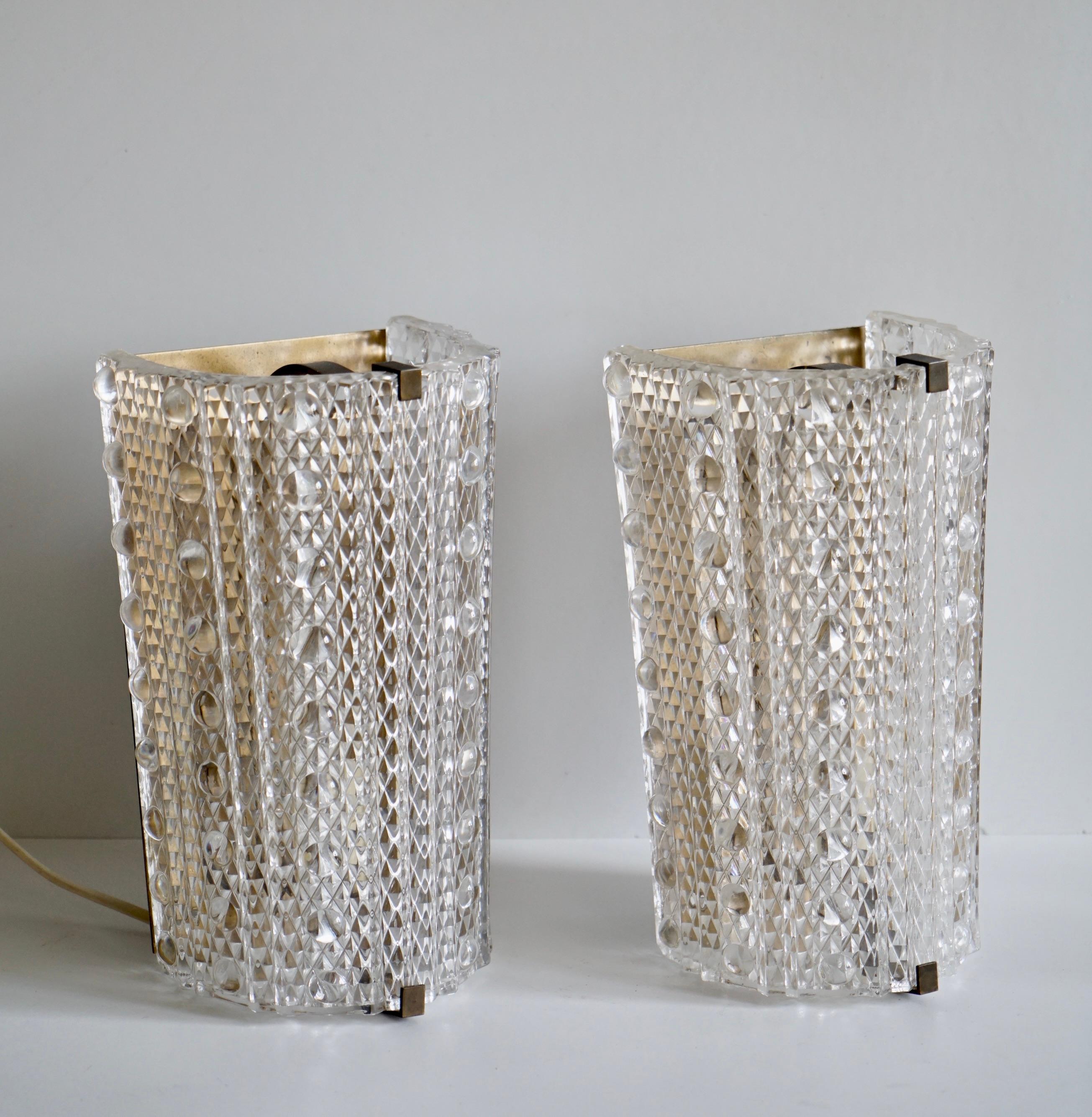 Swedish A pair of wall lights by Orrefors / 2 pairs available For Sale