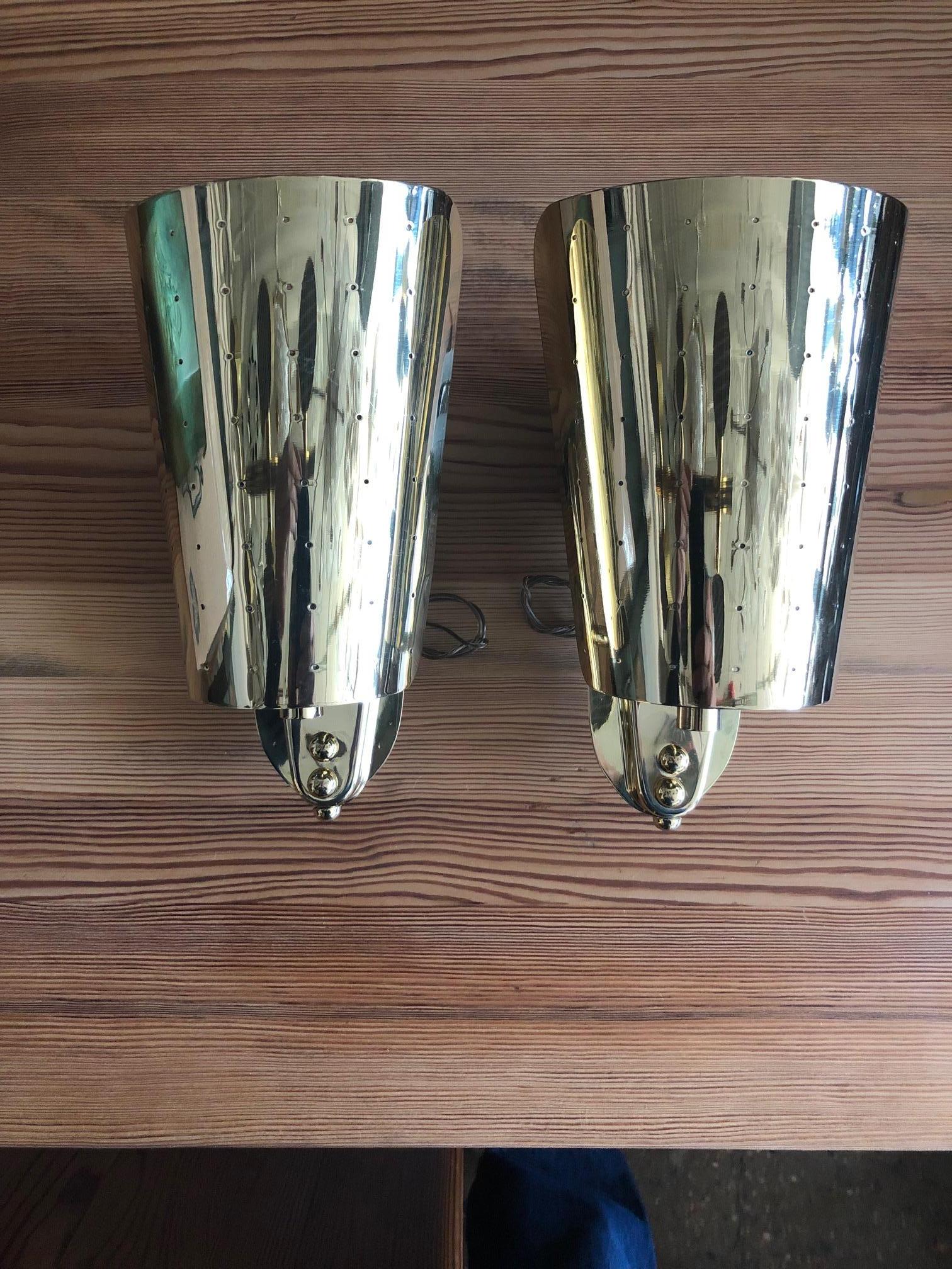 Scandinavian Modern Pair of Wall Lights in Paavo Tynell Style