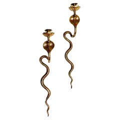 Pair of Wall Lights  in the Shape of a Cobra, Art Deco, 1920s-1930s