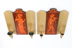 Pair of Wall Scones by Mjölby Intarsia, Sweden