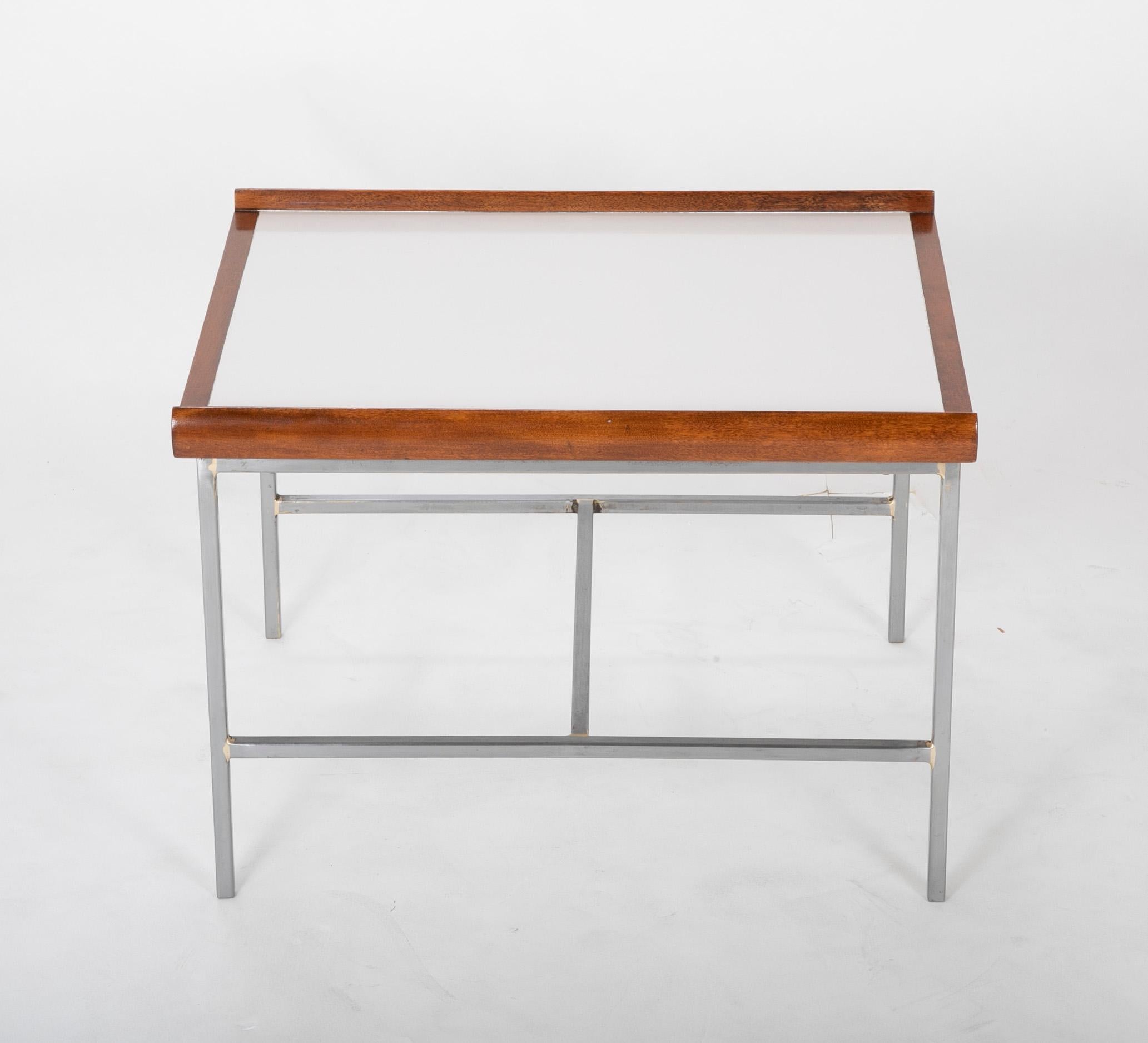 Pair of Walnut and Steel Side Tables in the Manner of Paul McCobb 1