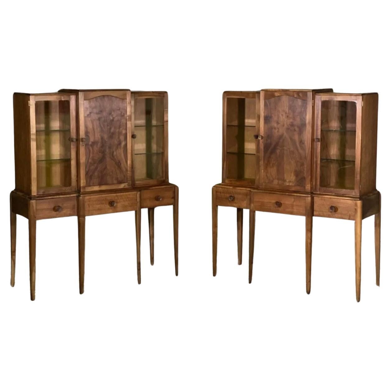 A Pair Of Walnut Cabinets By Arthur Reynolds Of Ludlow For Sale