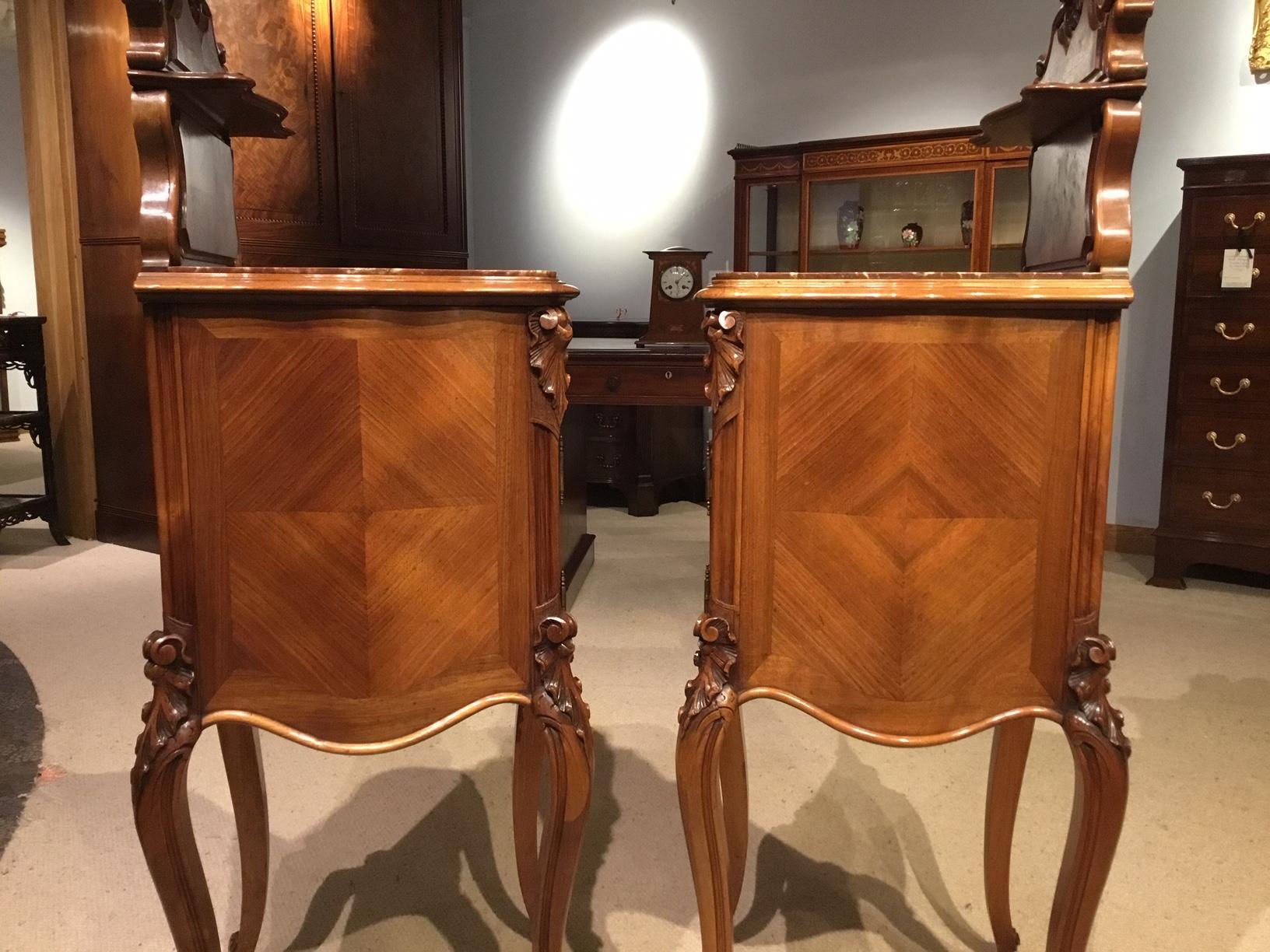 Pair of Walnut French Late 19th Century Bedside Cabinets For Sale 8