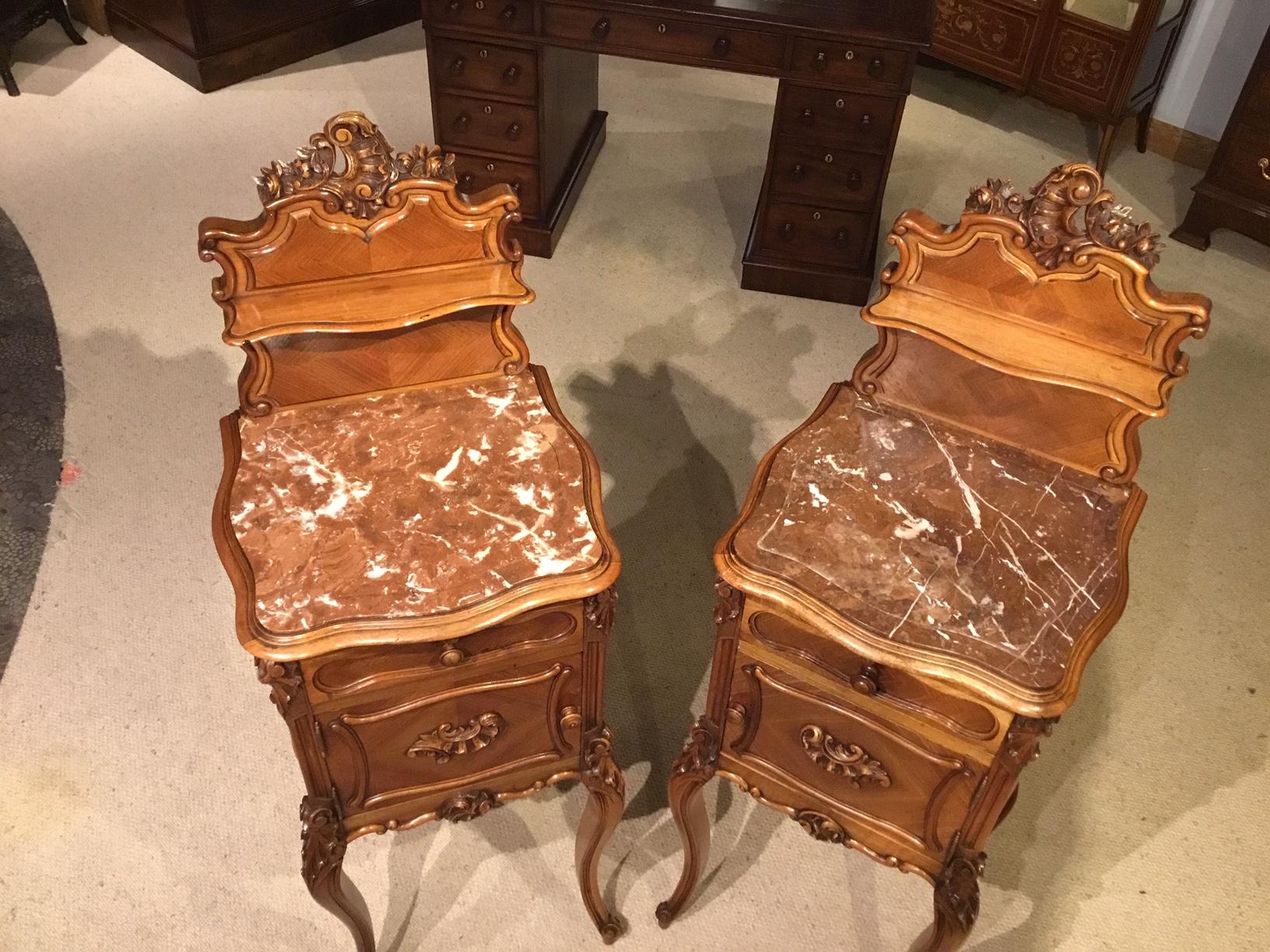 Pair of Walnut French Late 19th Century Bedside Cabinets For Sale 11