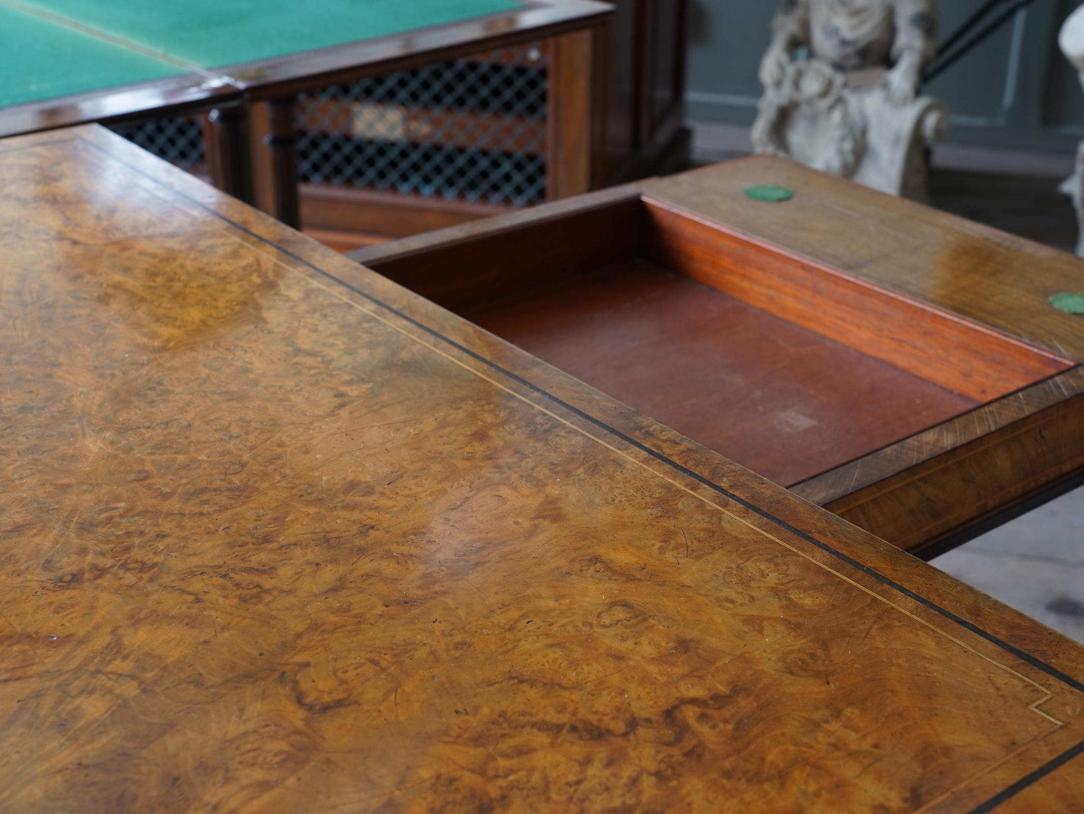 Pair of Walnut Gaming Tables by Lamb of Manchester 6