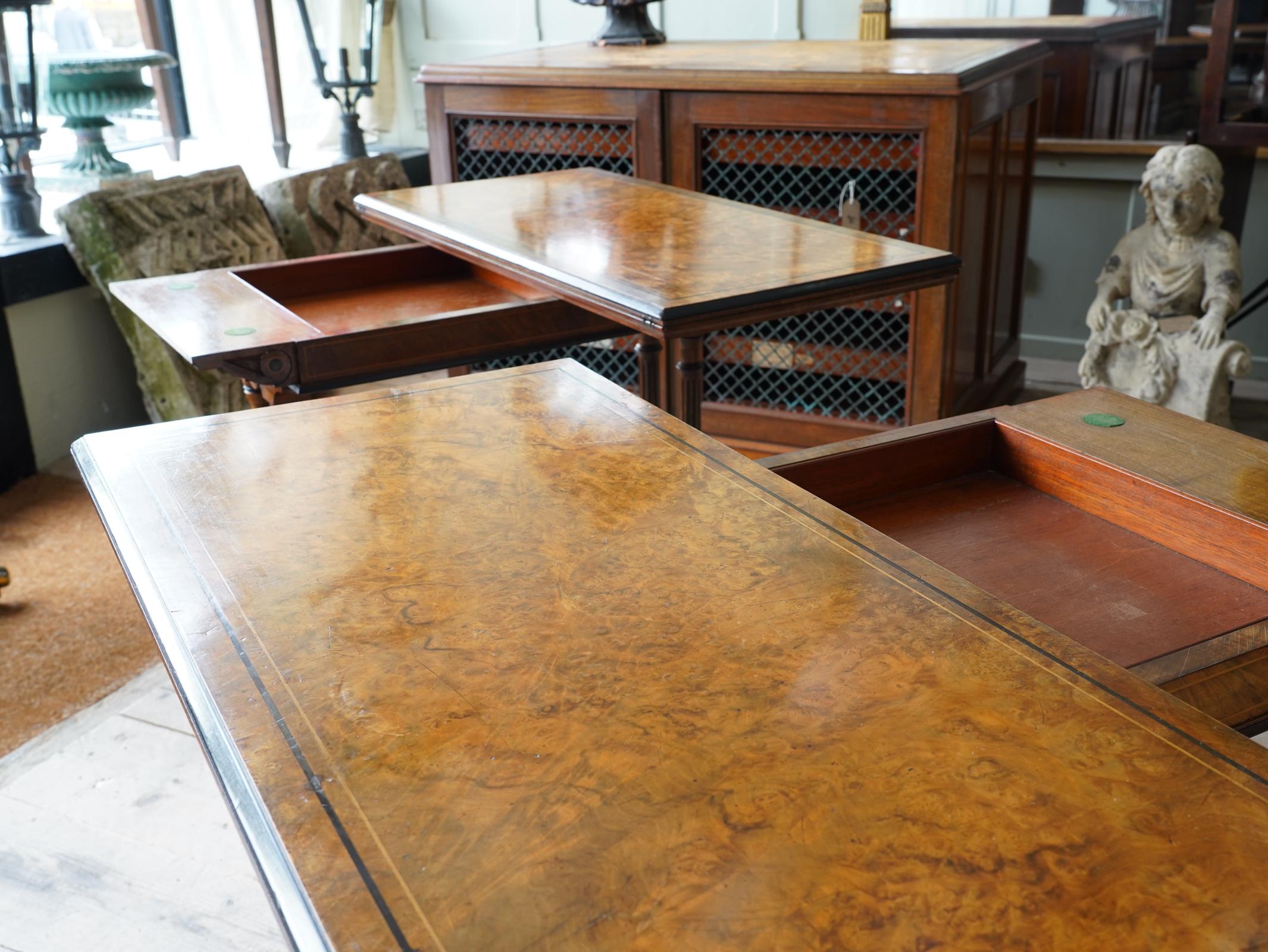 Pair of Walnut Gaming Tables by Lamb of Manchester 7