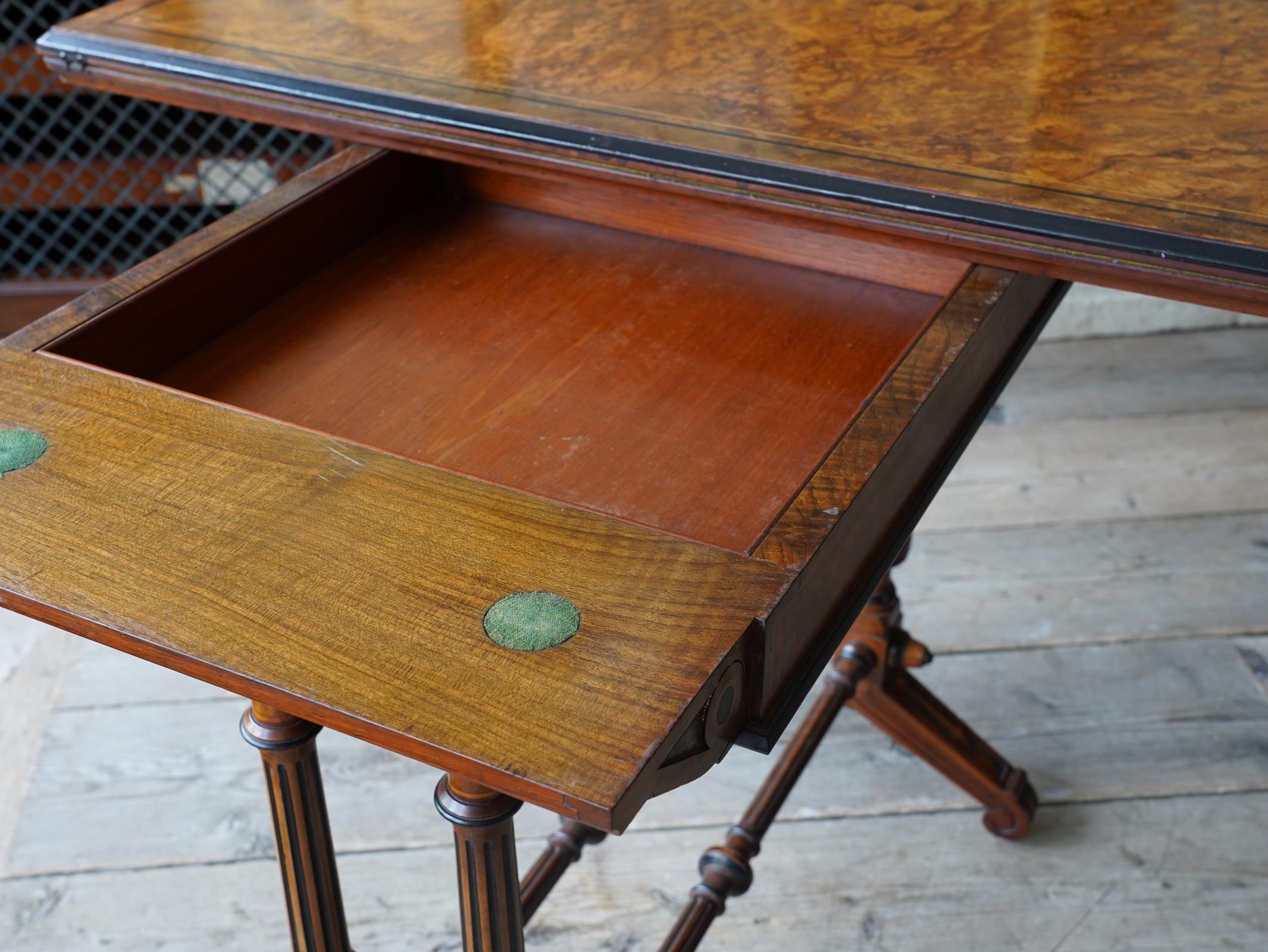 Pair of Walnut Gaming Tables by Lamb of Manchester 8