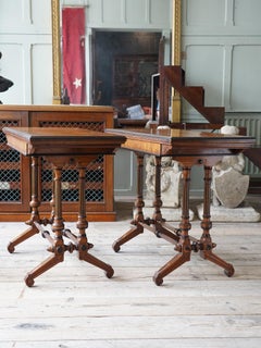 Pair of Walnut Gaming Tables by Lamb of Manchester