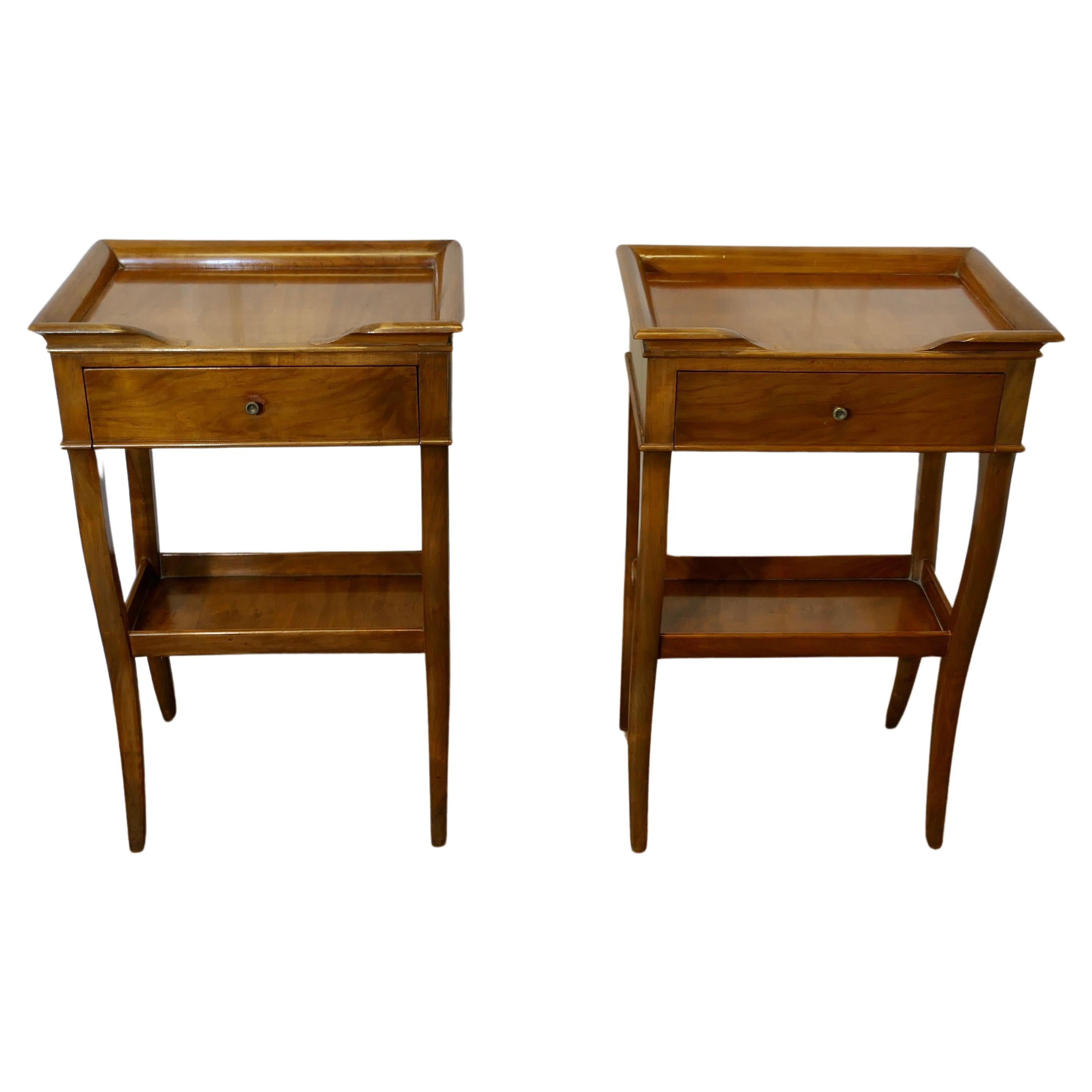 A Pair of Walnut Night Tables, Bedside Cabinets   