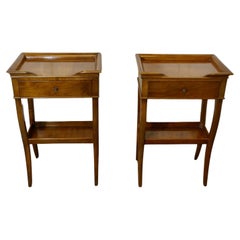 Used A Pair of Walnut Night Tables, Bedside Cabinets   
