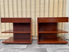 A Pair of Walnut Nightstands by Ralph Lauren Modern Hollywood Home Collection.