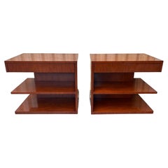 A Pair of Walnut Nightstands by Ralph Lauren Modern Hollywood Home Collection.