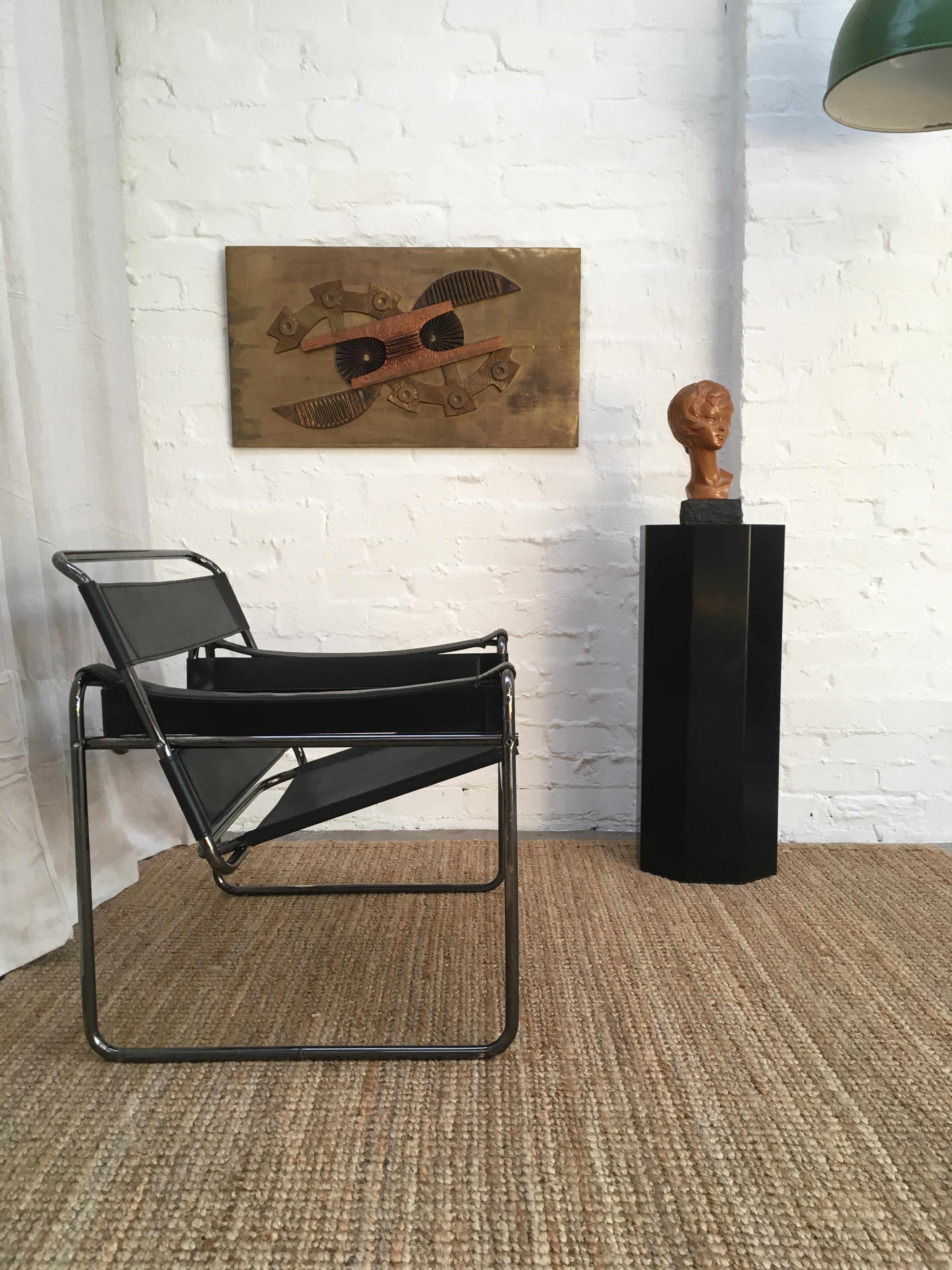Italian Pair of Wassily Chairs with Anodised Black Frames, Italy, 1980s
