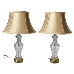 Ein Paar wasserklare Kristall-Tischlampen Hollywood Regency