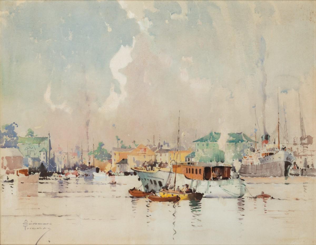 Un par de acuarelas de (Albert) Gordon Thomas R.S.W ( 1893-1970), una titulada 
