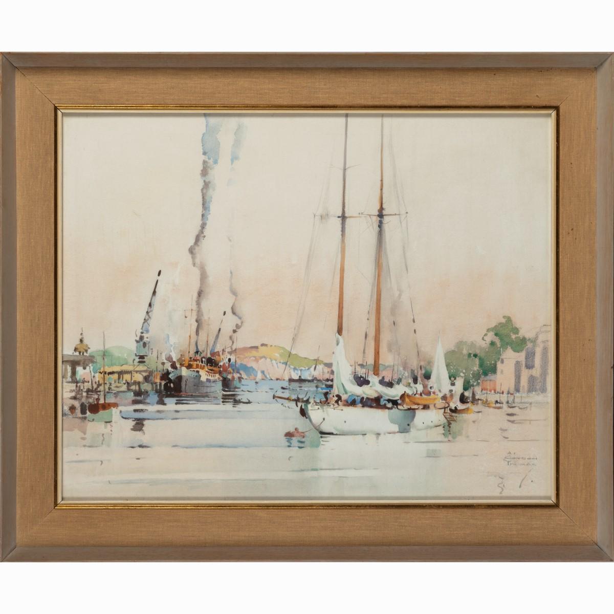Milieu du XXe siècle Paire d'aquarelles d'Albert Gordon Thomas R.S.W en vente