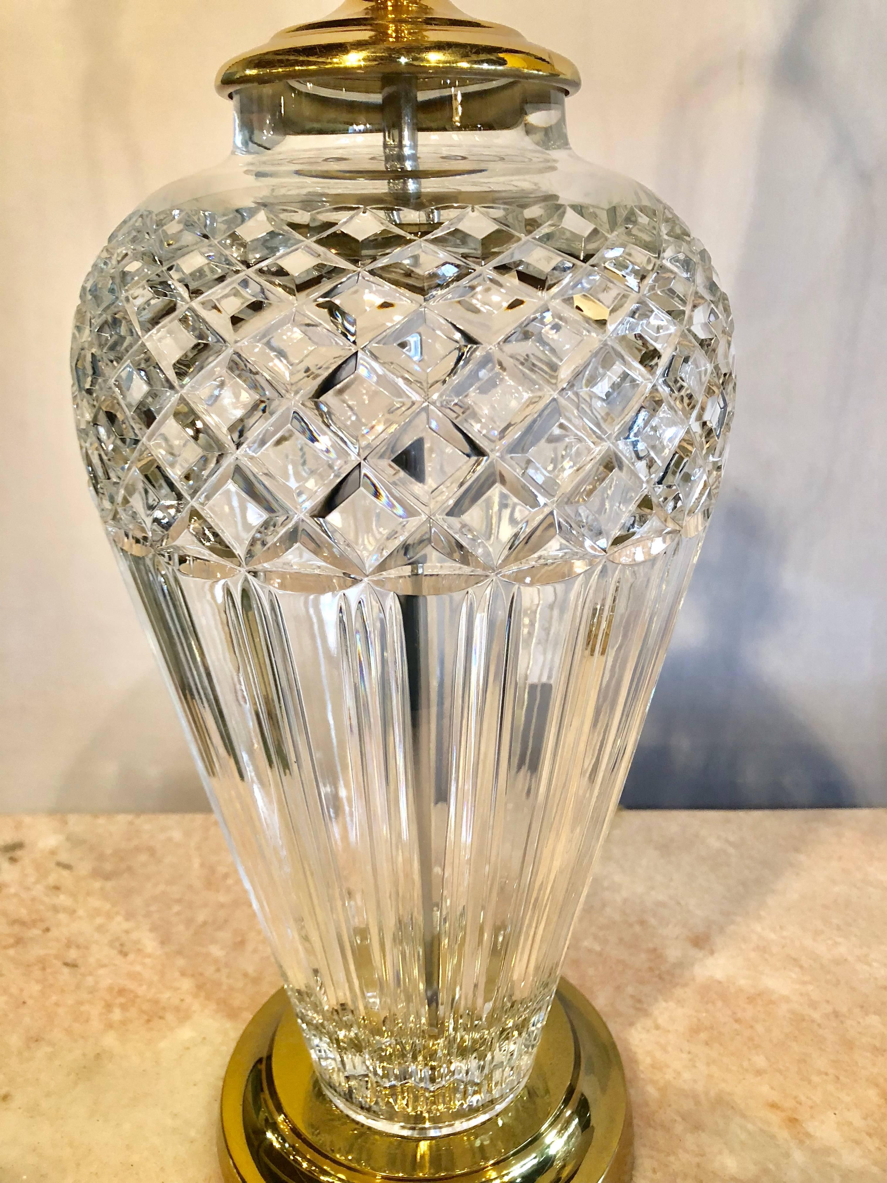 Pair of Waterford Crystal Signed Table Lamps with Stunning Custom Shades 1