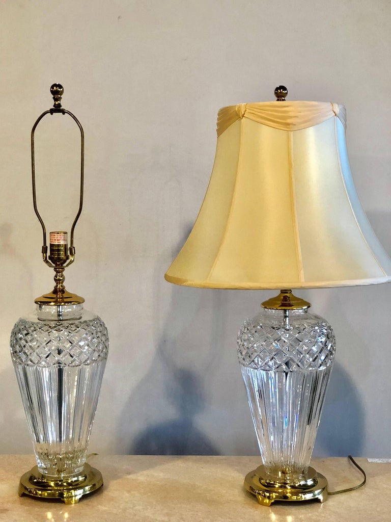 Pair of Waterford Crystal Signed Table Lamps with Stunning Custom