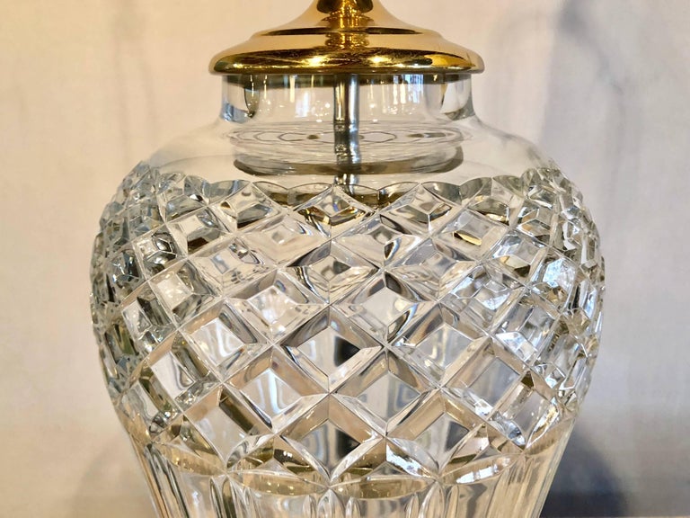 Pair of Waterford Crystal Signed Table Lamps with Stunning Custom Shades at 1stDibs