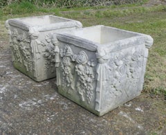 A Pair of Weathered Large Haddonstone Garden Planters  An excellent pair of larg