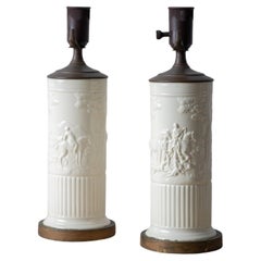 A Pair of Wedgwood Devonshire Fox Hunt Lamps, c.1950s