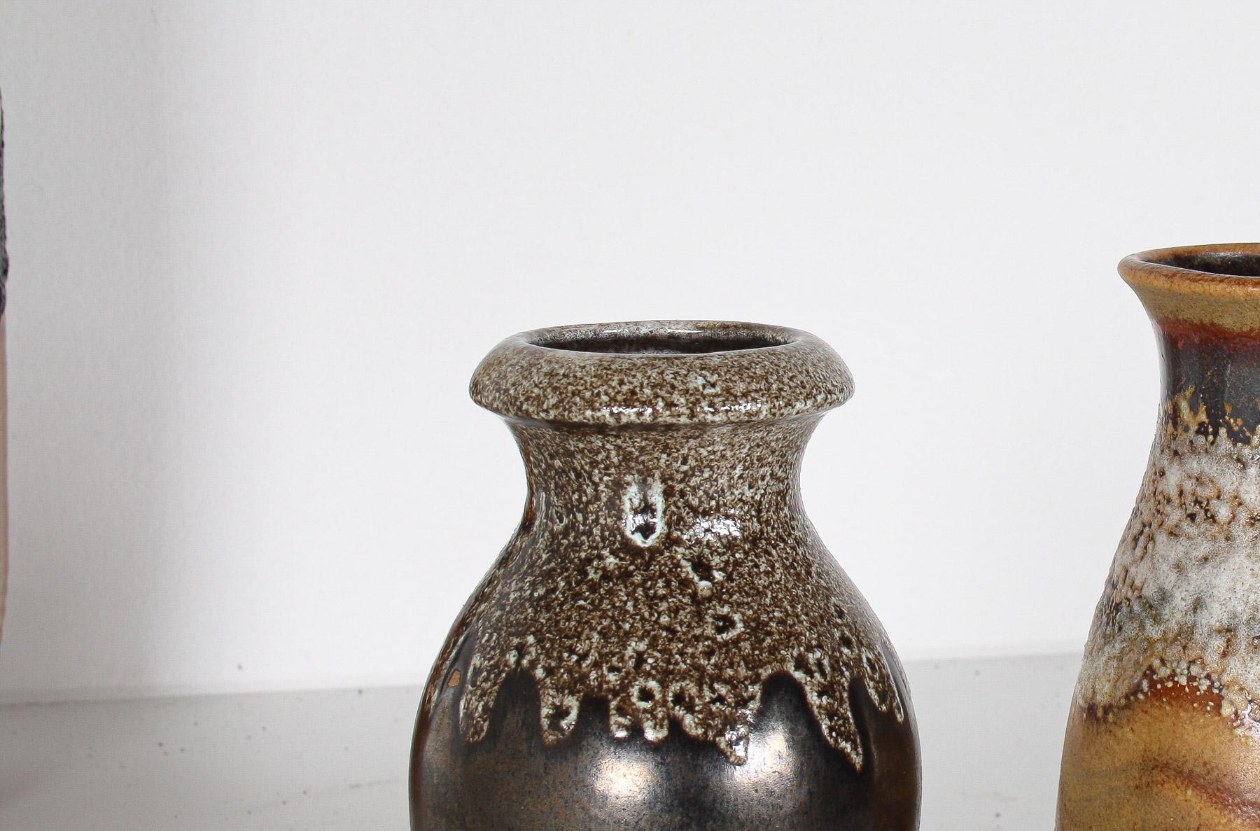 Paire de vases à lave en West German Pottery dans des tons terreux et vibrants - Shelf Art en vente 4