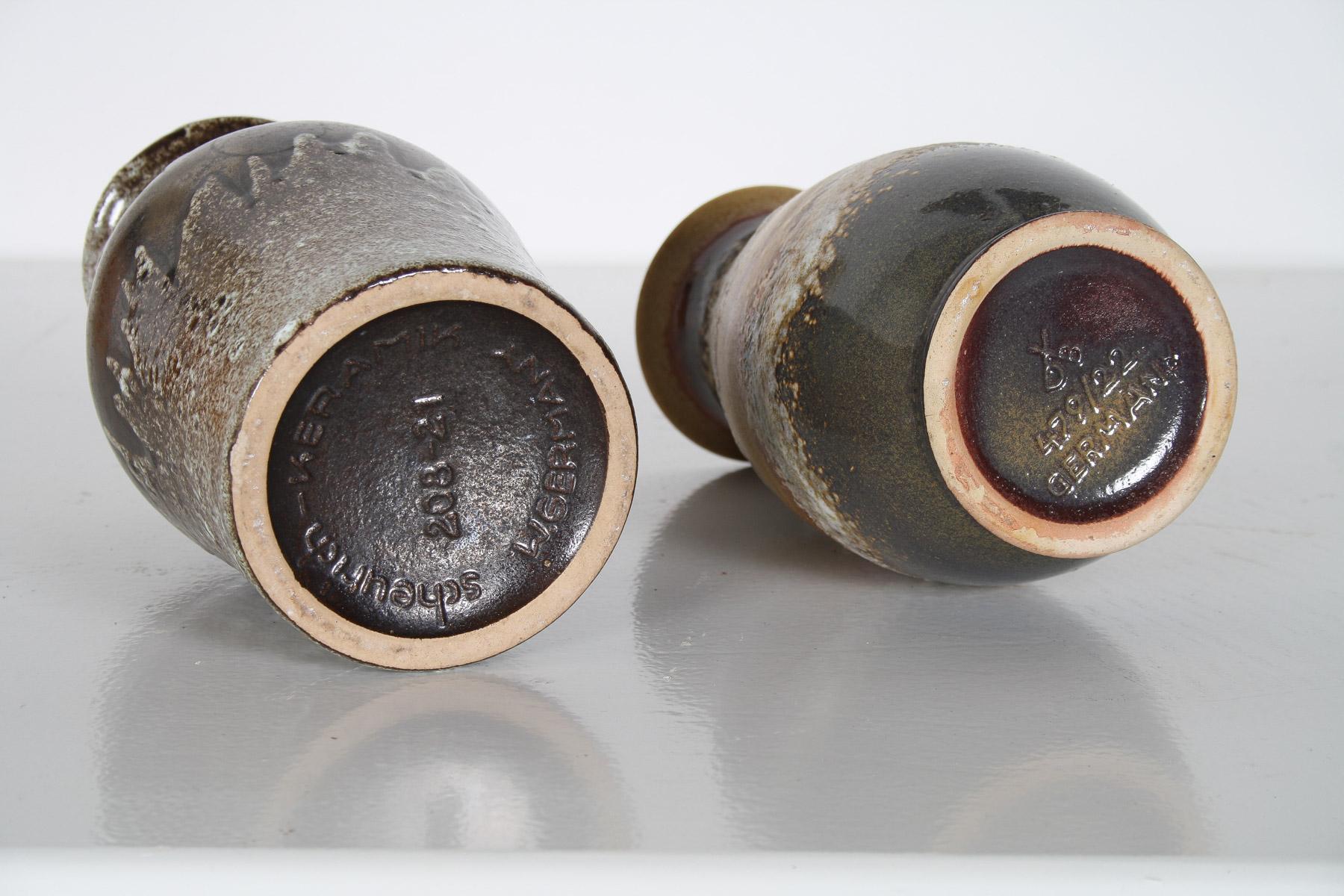 Paire de vases à lave en West German Pottery dans des tons terreux et vibrants - Shelf Art en vente 1