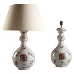 Pair of White 19th Century Samson Armorial Vases as Table Lamps of Large Scale