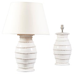 Pair of White Ceramic Art Pottery Lamps