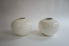 Pair of Early 20th Century White Ceramic Chinese Vases Antique Decorative Pieces