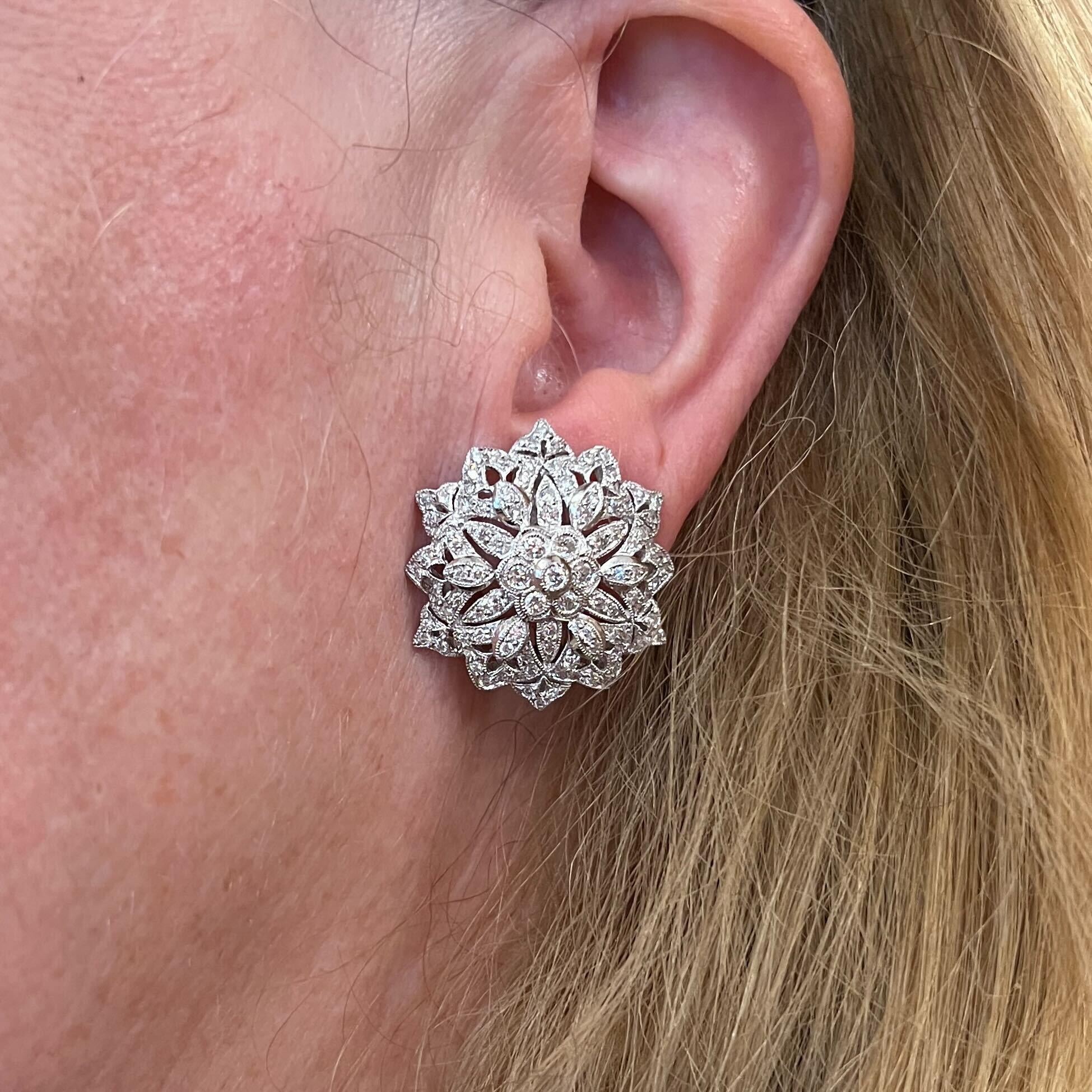 A Pair of White Gold and Diamond Earrings In Excellent Condition For Sale In New York, NY