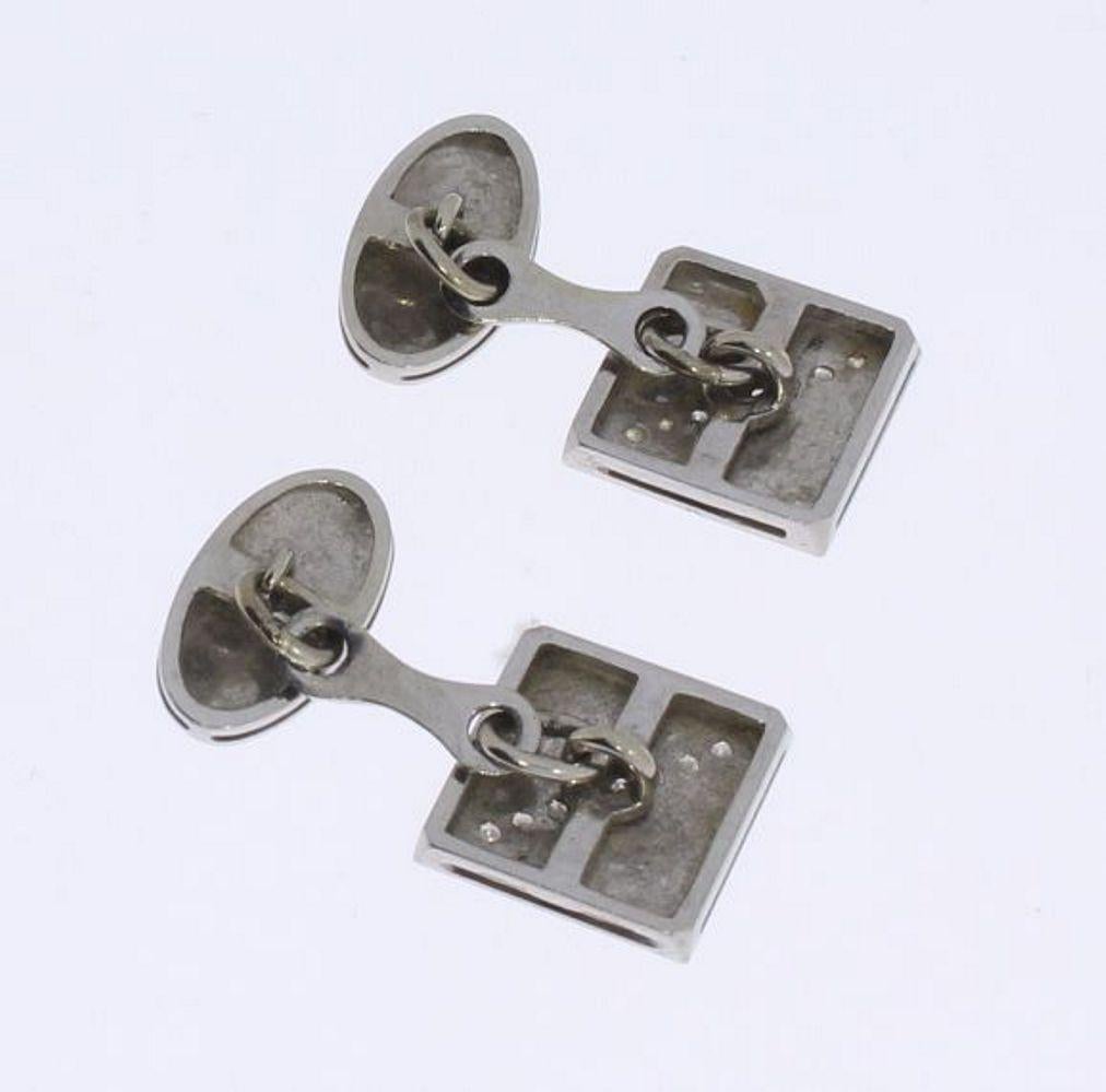 Men's A Pair of White Gold Cufflinks with Diamonds For Sale