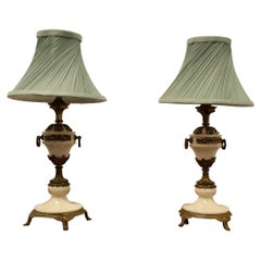 A Pair of White Marble and Ormolu Classical Greek Style Table Lamp
