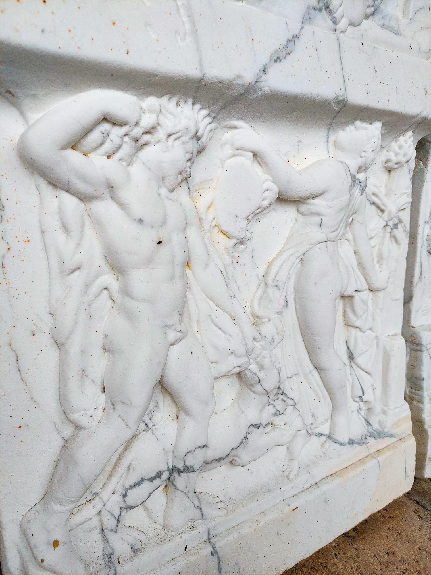 A pair of white marble relief frieze panels, circa 1920 For Sale 6