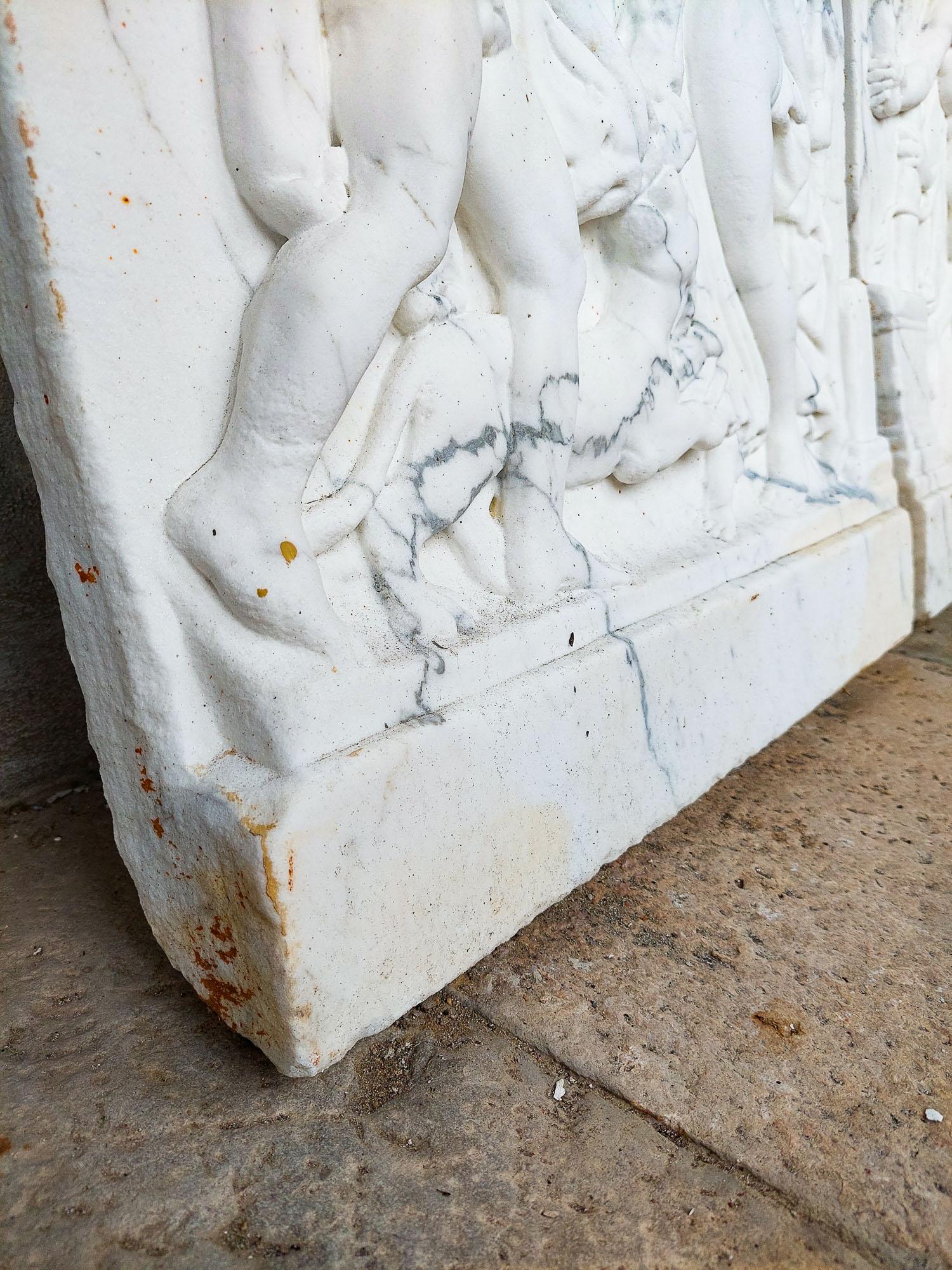 A pair of white marble relief frieze panels, circa 1920 For Sale 9