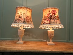 A Pair of White Marble Vase Lamps A Lovely Vintage pair