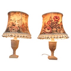 A Pair of White Marble Vase Lamps A Lovely Vintage pair