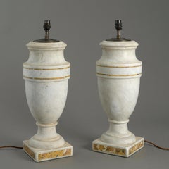 Pair of White Marble Vase Lamps