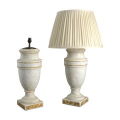 Pair of White Marble Vase Lamps