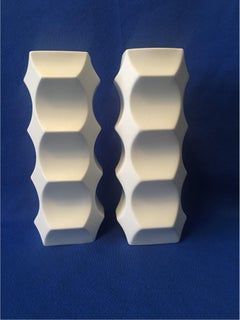 Pair of White Matte Vases by Heinrich Fuchs, Hutschenreuther Germany