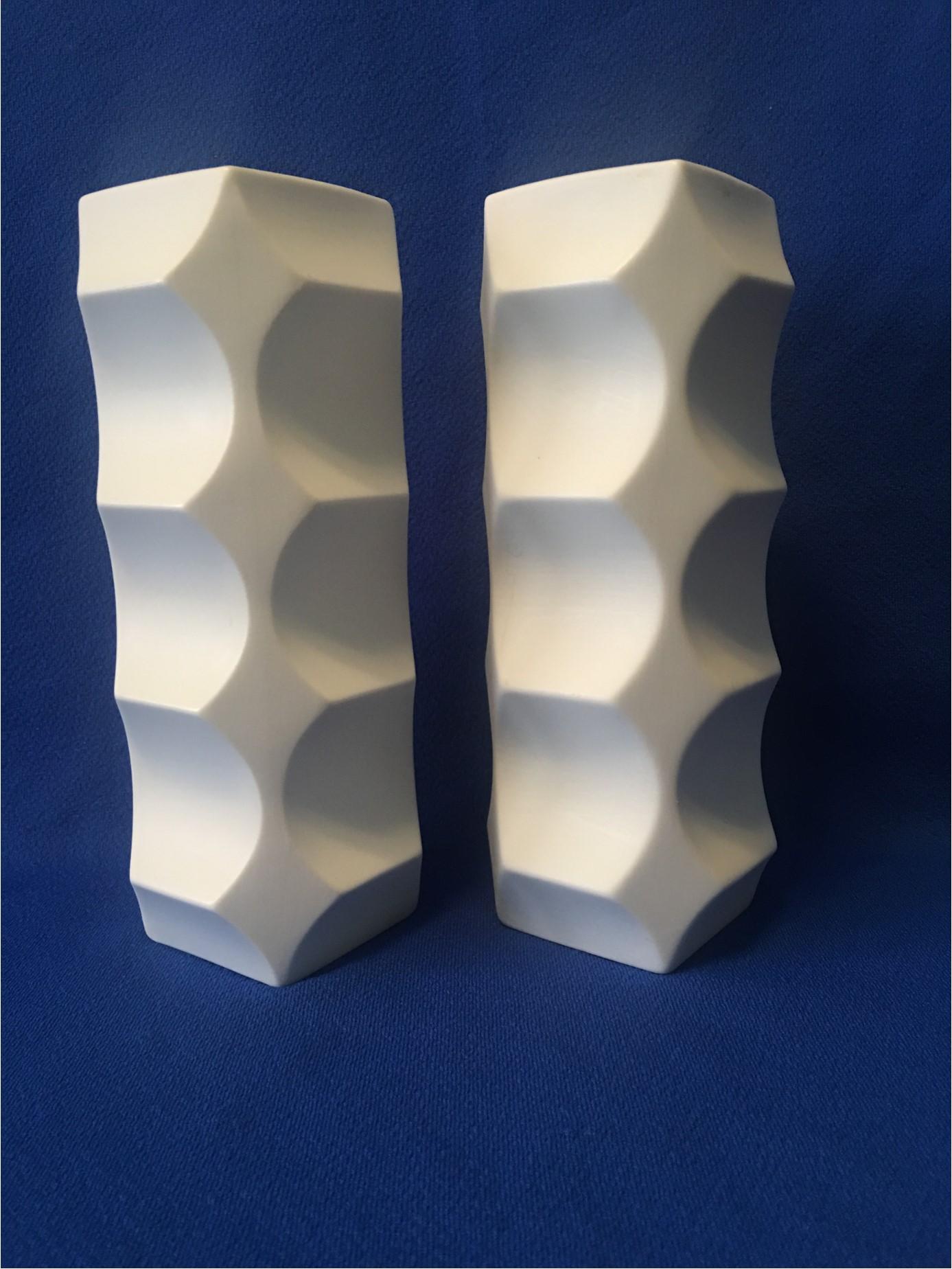 Pair of White Matte Vases by Heinrich Fuchs, Hutschenreuther Germany In Good Condition For Sale In Frisco, TX