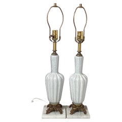 Pair of White Murano Glass Table Lamps, circa 1960s