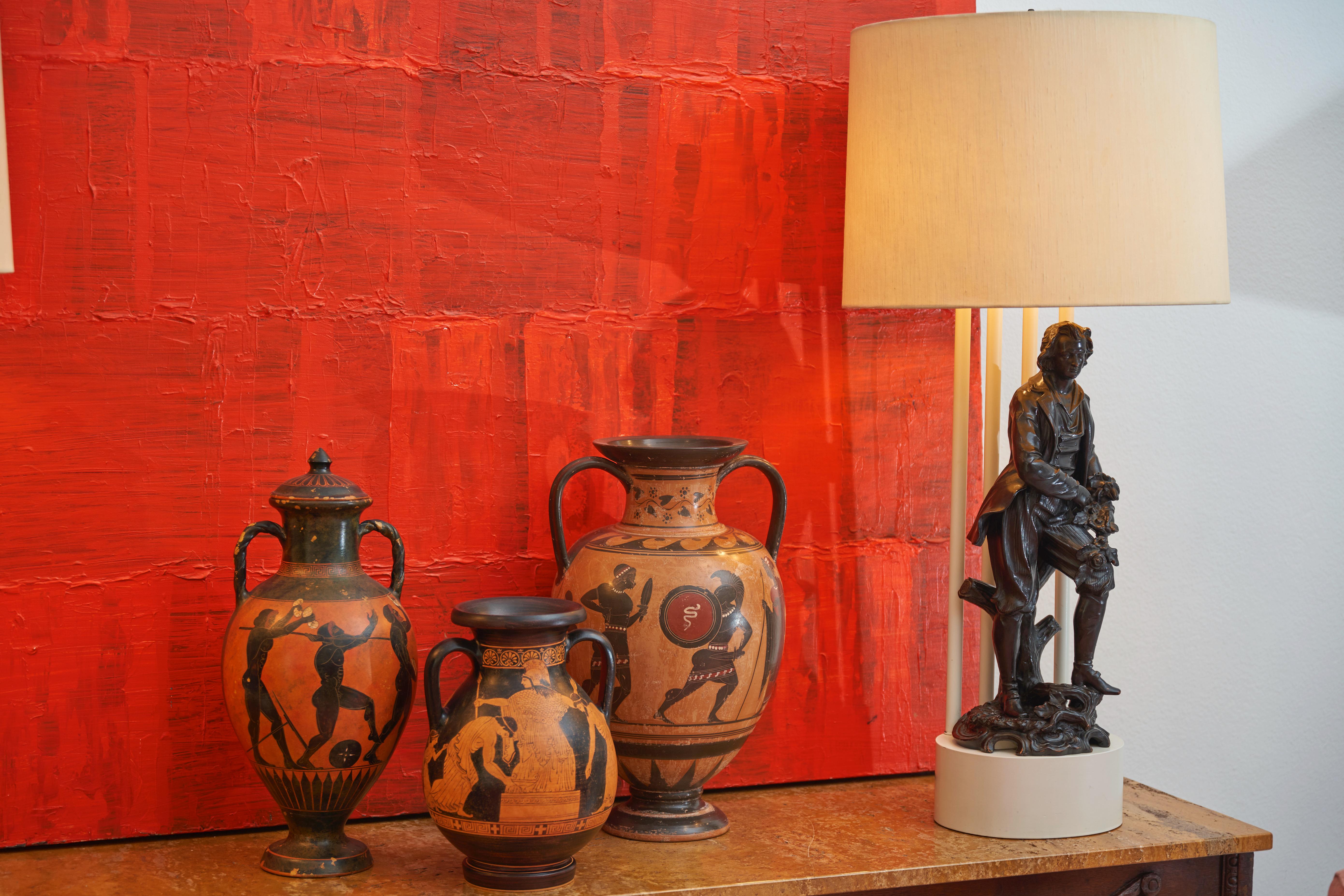 A Pair of White Painted Armature Lamps with Terracotta Figures by William Haines 8