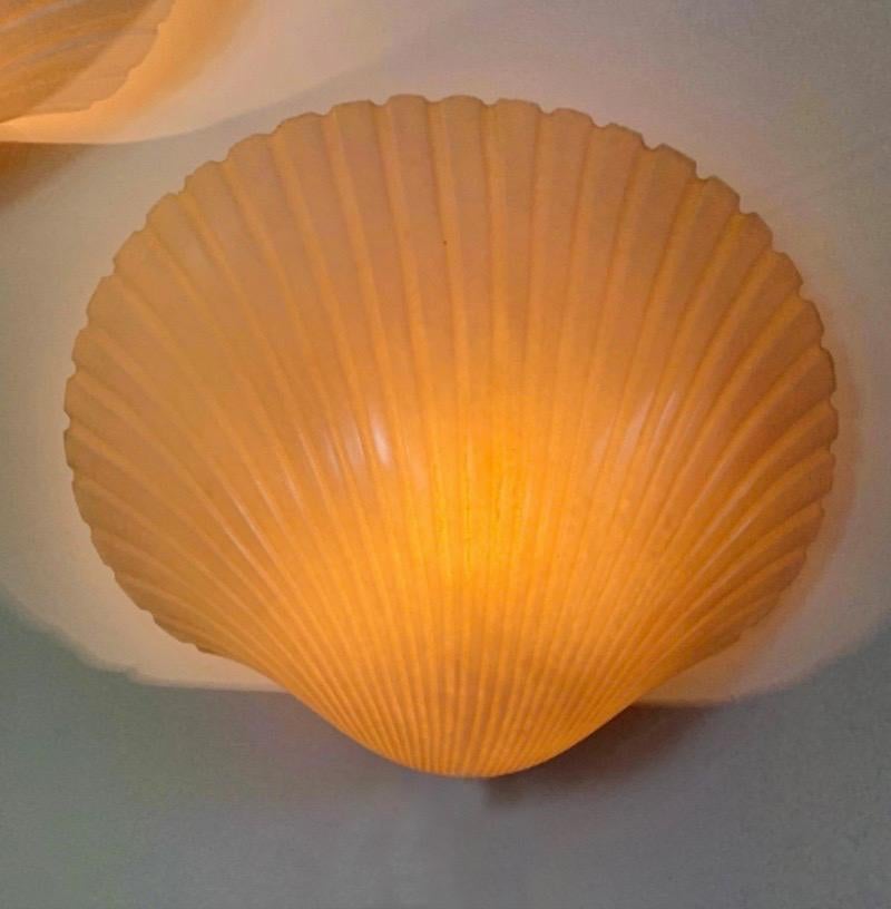 Late 20th Century A pair of white seashell wall sconces by Michèle Mahé and André Cazenave, France For Sale