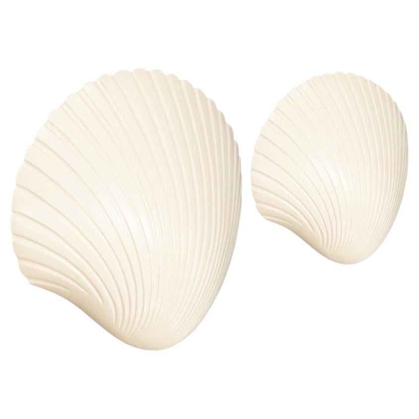 A pair of white seashell wall sconces by Michèle Mahé and André Cazenave, France For Sale