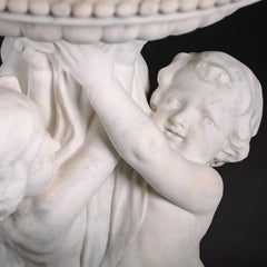 Victorian White Statuary Marble Garden Planters, Italy, Circa 1900