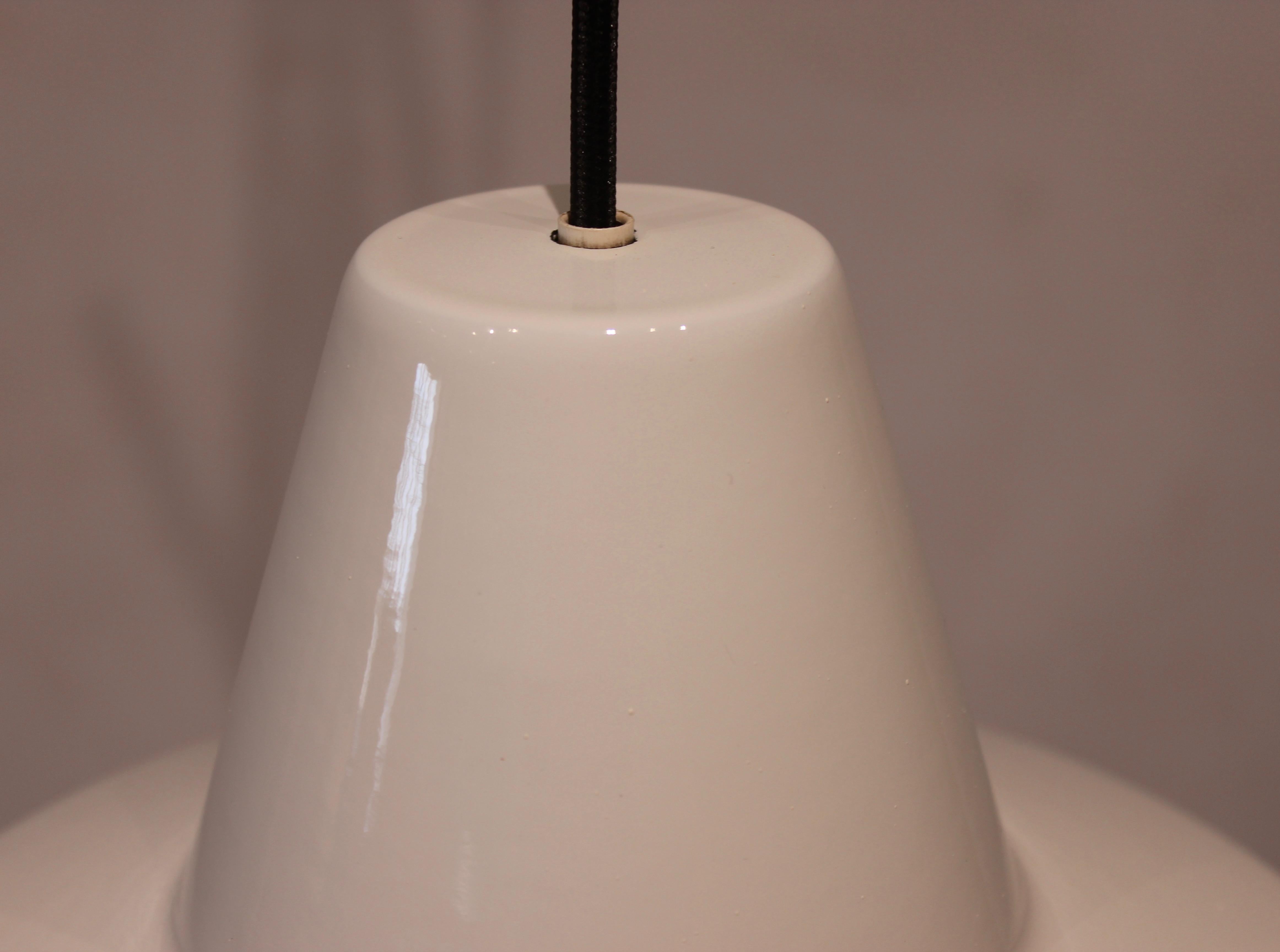 Danish Pair of White Workshop Lamps Designed by Louis Poulsen from the 1970s For Sale