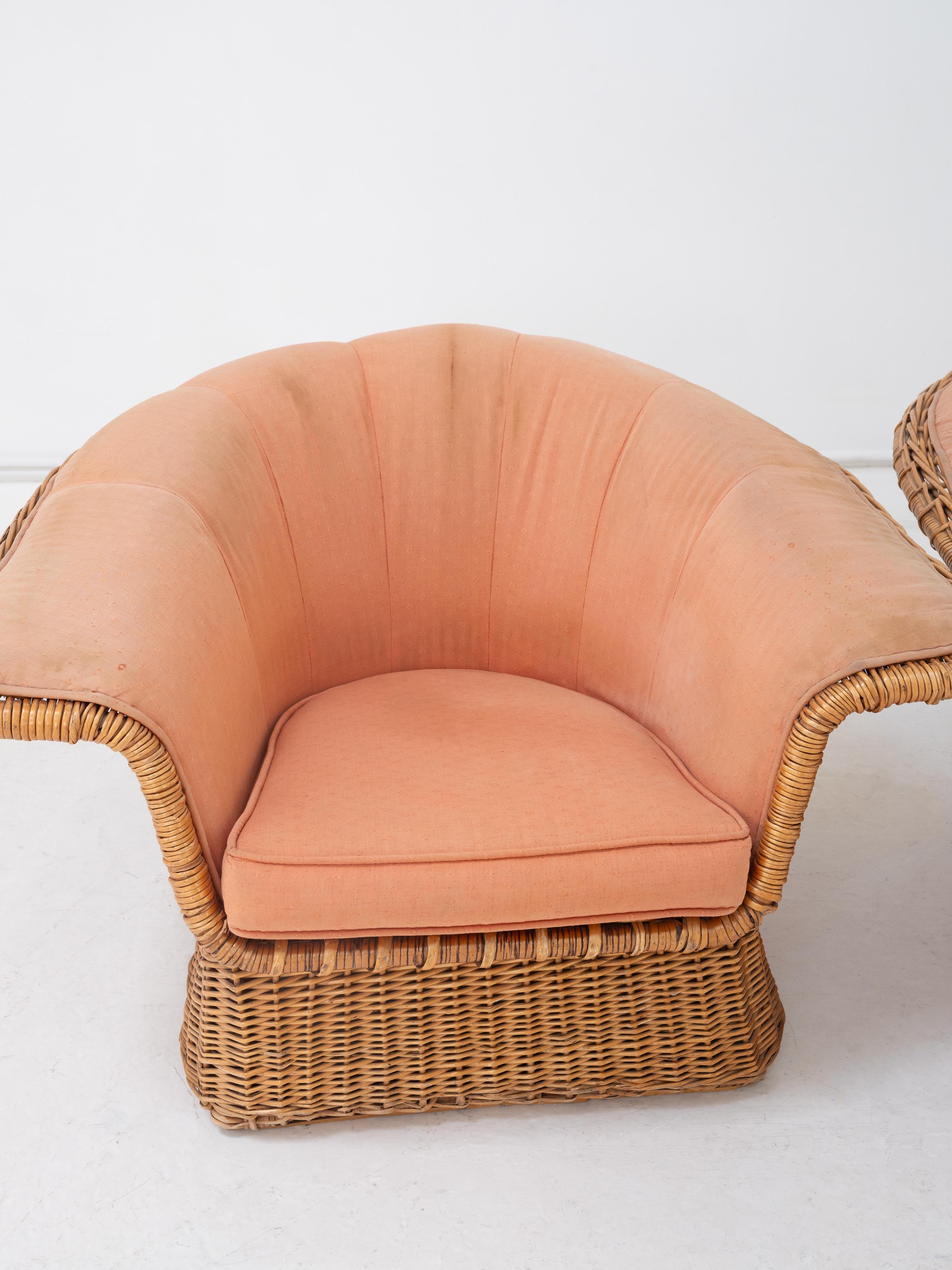 A Pair of Wicker Armchairs by Lyda Levi for McGuire, c.1970 For Sale 4