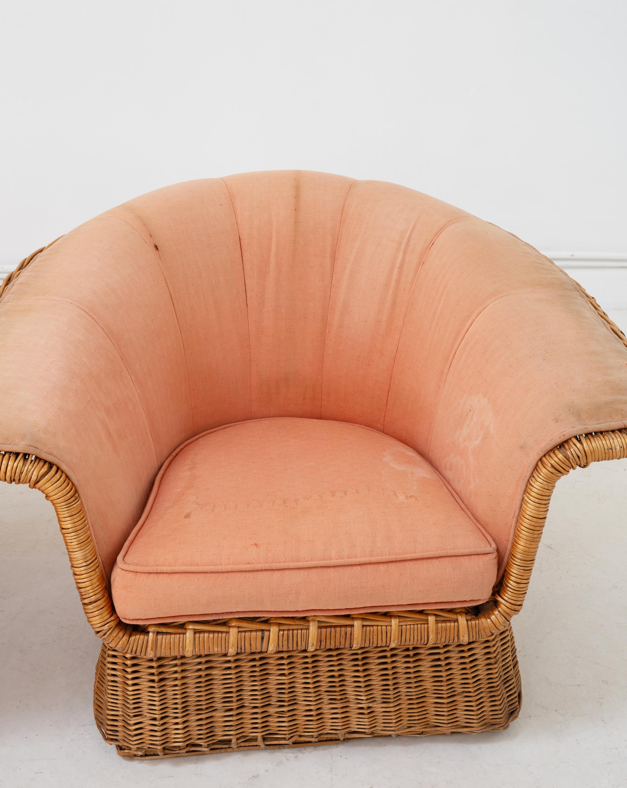 American A Pair of Wicker Armchairs by Lyda Levi for McGuire, c.1970