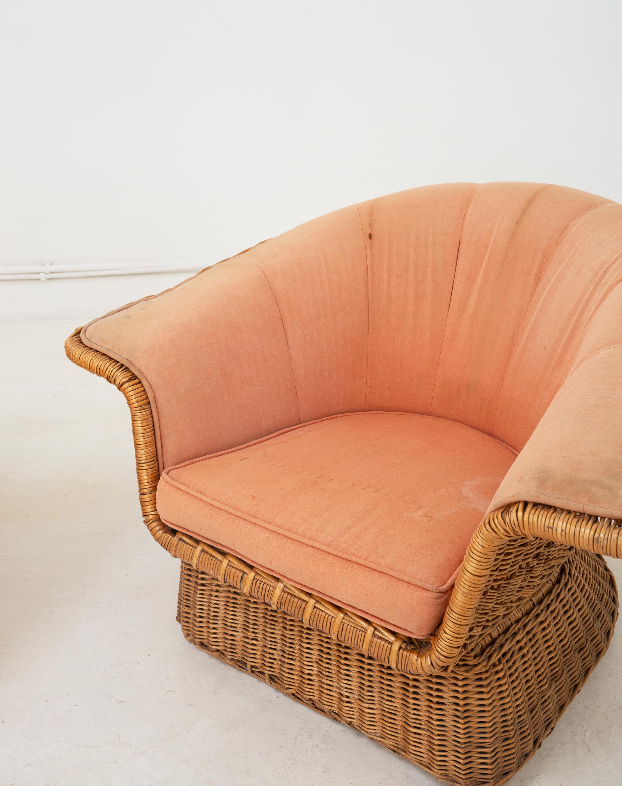 A Pair of Wicker Armchairs by Lyda Levi for McGuire, c.1970 For Sale 1